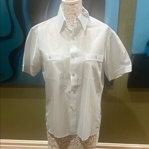 Vintage JCPenney Men's Light Blue Casual Button Down Shirt